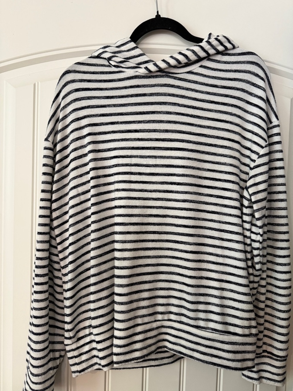a new day nautical Striped Hooded Top - navy blue  & White stripe